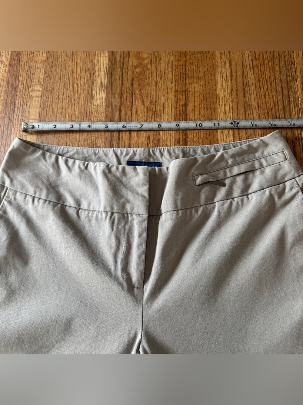 Ann Taylor Petites Tan Khaki Wide Leg Trousers Size 6P Stretch Cotton - Picture 4 of 10